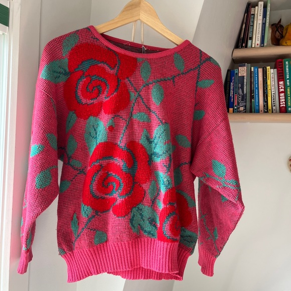 Vintage Italian Rose Sweater pink - Picture 1 of 12